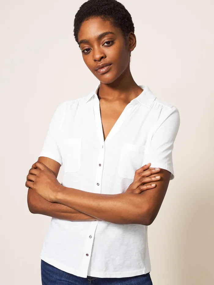 Women White Stuff Clothing Penny Pocket Jersey Shirt