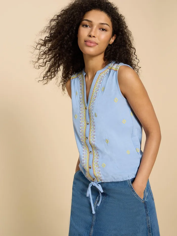 Women White Stuff Clothing TULIP JERSEY SLEEVELESS SHIRT