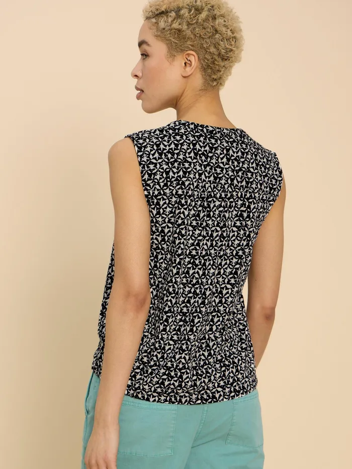 Women White Stuff Clothing TULIP PRINTED SLEEVELESS SHIRT Women White Stuff Clothing TULIP PRINTED SLEEVELESS SHIRT