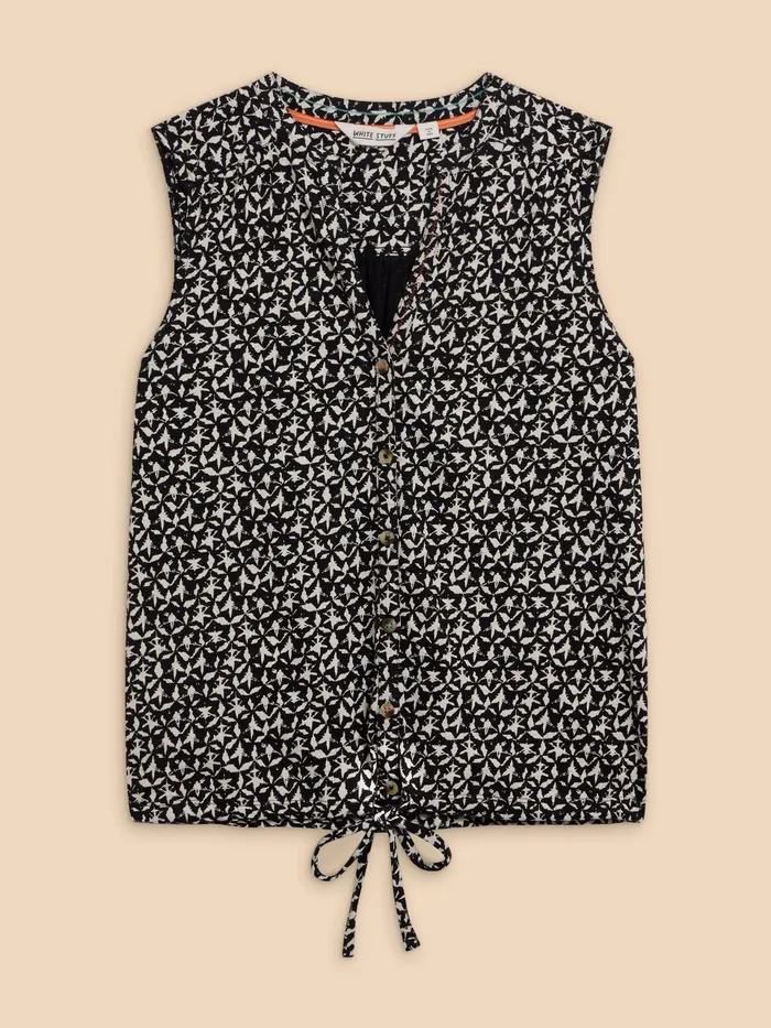 Women White Stuff Clothing TULIP PRINTED SLEEVELESS SHIRT Women White Stuff Clothing TULIP PRINTED SLEEVELESS SHIRT
