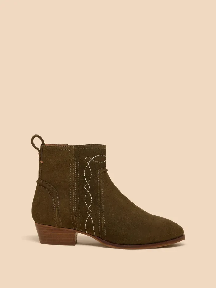 Women White Stuff Footwear Cedar Suede Embroidered Boot