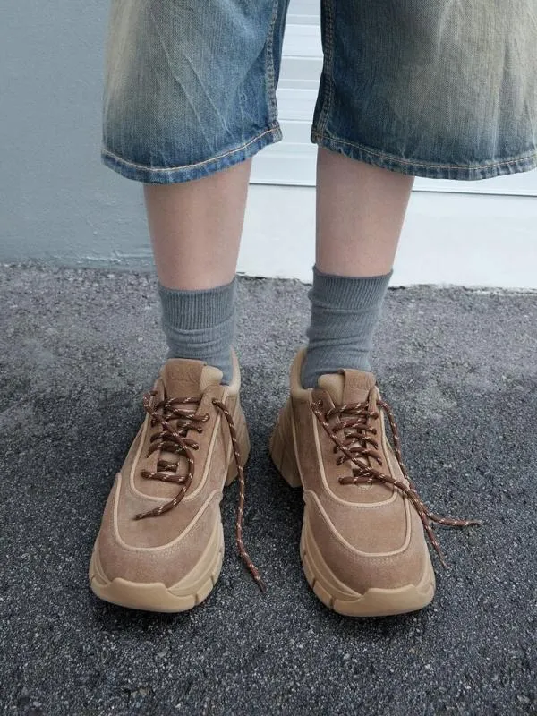 Women Yunna Suede and Recycled Fabric Chunky Sneakers 8211 Taupe CHARLES and KEITH Sneakers