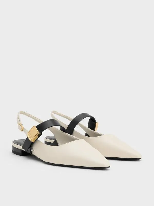 Women Yvette PointedToe Mary Jane Flats 8211 Chalk CHARLES and KEITH Ballet Flats