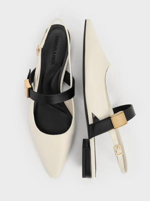 Women Yvette PointedToe Mary Jane Flats 8211 Chalk CHARLES and KEITH Ballet Flats