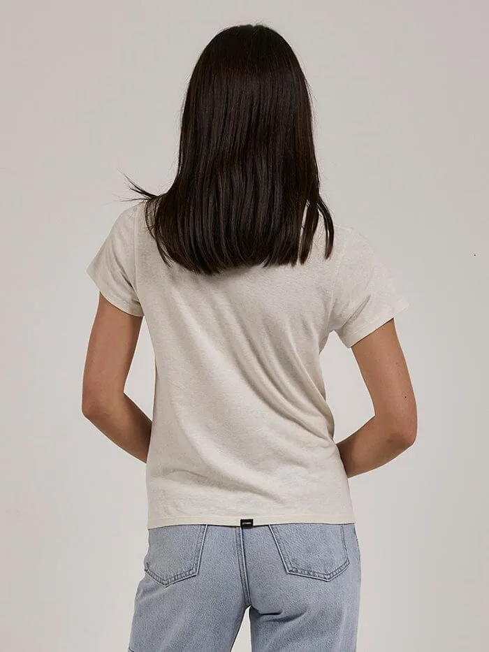 Womens Above So Below Hemp Everyday Tee Heritage White Thrills Tops and Tees