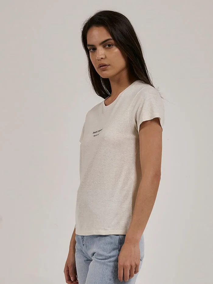 Womens Above So Below Hemp Everyday Tee Heritage White Thrills Tops and Tees