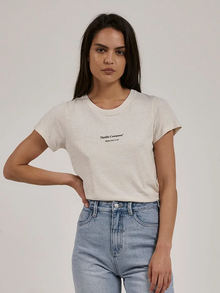 Womens Above So Below Hemp Everyday Tee Heritage White Thrills Tops and Tees