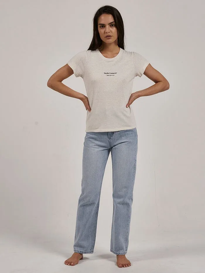 Womens Above So Below Hemp Everyday Tee Heritage White Thrills Tops and Tees