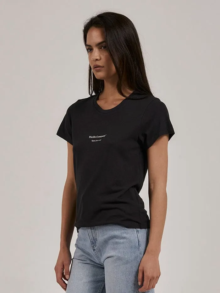 Womens Above So Below Hemp Everyday Tee Washed Black Thrills Tops and Tees