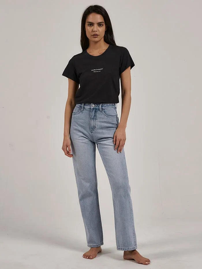 Womens Above So Below Hemp Everyday Tee Washed Black Thrills Tops and Tees