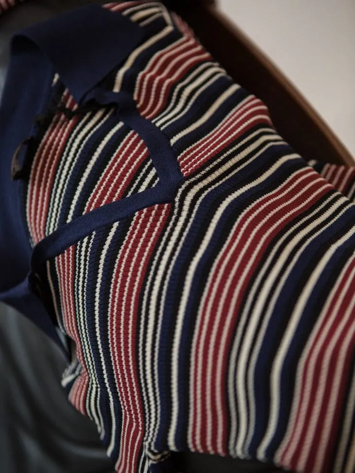 Womens All That Stripe Knit Baby Polo Tee Navy Thrills Tops and Tees