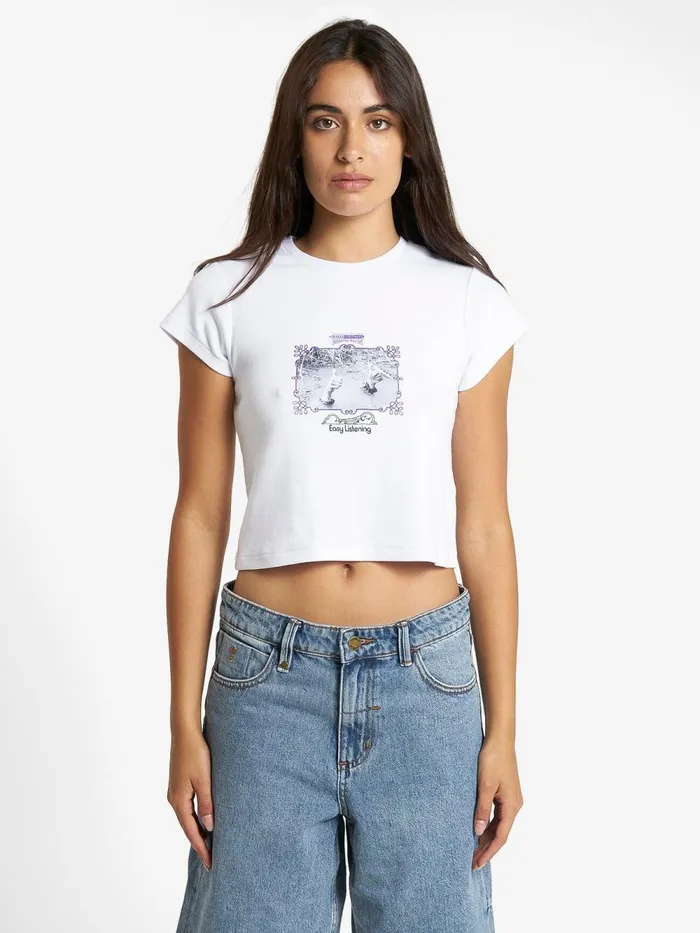 Womens Easy Listening Mini Tee White Thrills Tops and Tees