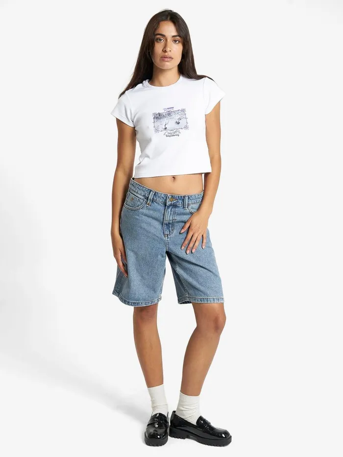 Womens Easy Listening Mini Tee White Thrills Tops and Tees