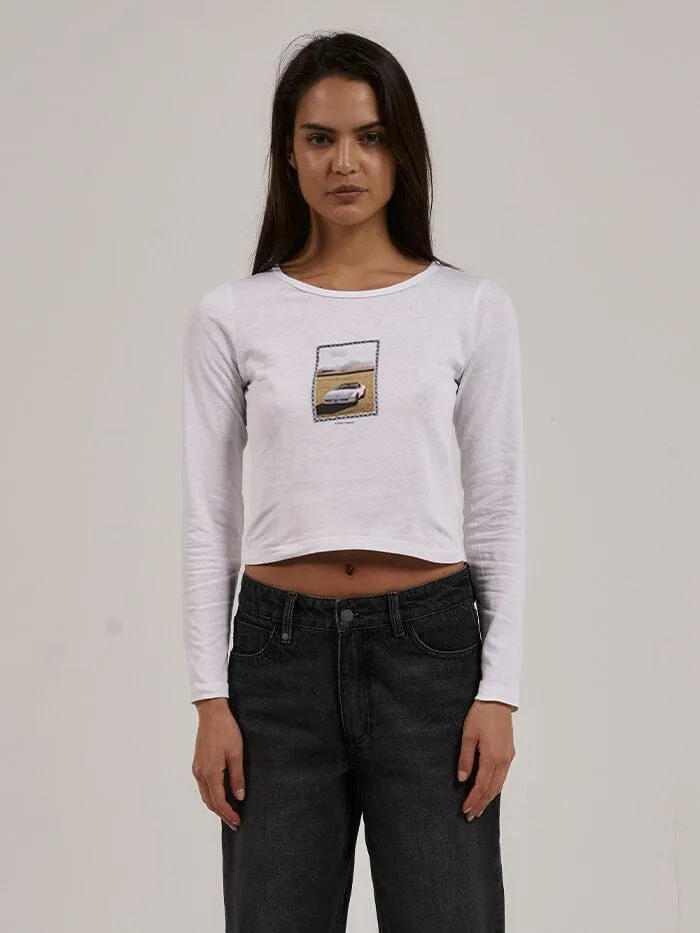 Womens Field Of Speed Mini Long Sleeve Tee White Thrills Tops and Tees