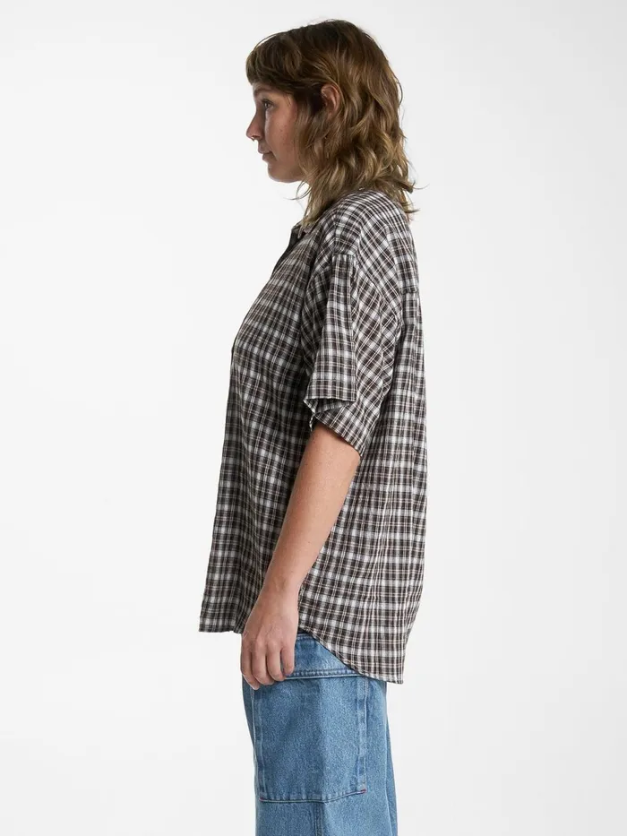 Womens Hard Yakka X Short Sleeve Check Shirt Postal Brown Thrills Tops and Tees