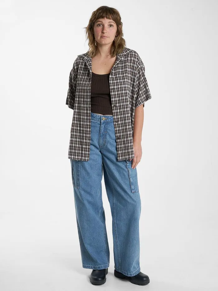Womens Hard Yakka X Short Sleeve Check Shirt Postal Brown Thrills Tops and Tees