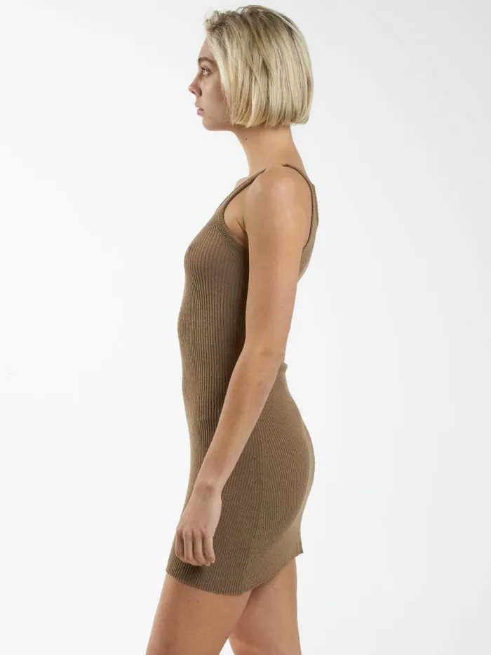 Womens Langley Knit Dress Mustard Gold Thrills Dresses