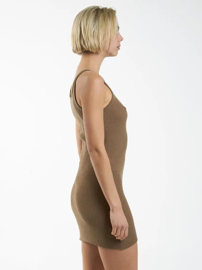 Womens Langley Knit Dress Mustard Gold Thrills Dresses
