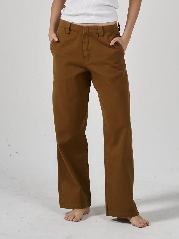 Womens Lax Low Slung Pant Tobacco Thrills Pants