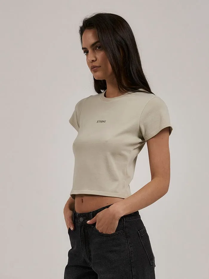 Womens Minimal Mini Tee Oatmeal Thrills Tops and Tees
