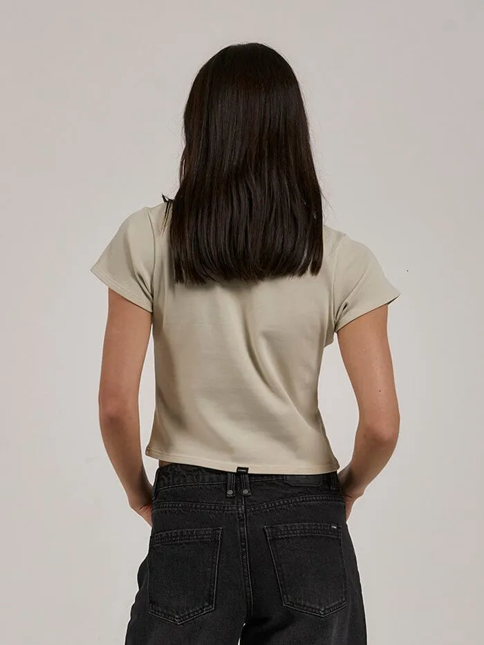 Womens Minimal Mini Tee Oatmeal Thrills Tops and Tees