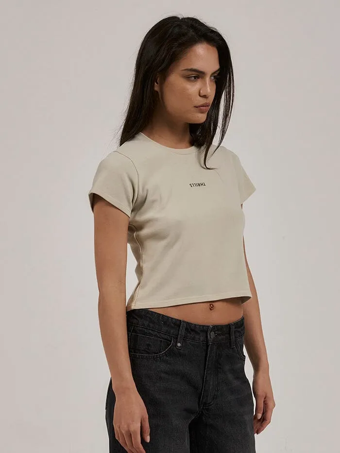 Womens Minimal Mini Tee Oatmeal Thrills Tops and Tees