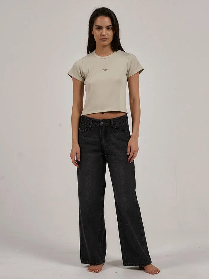 Womens Minimal Mini Tee Oatmeal Thrills Tops and Tees