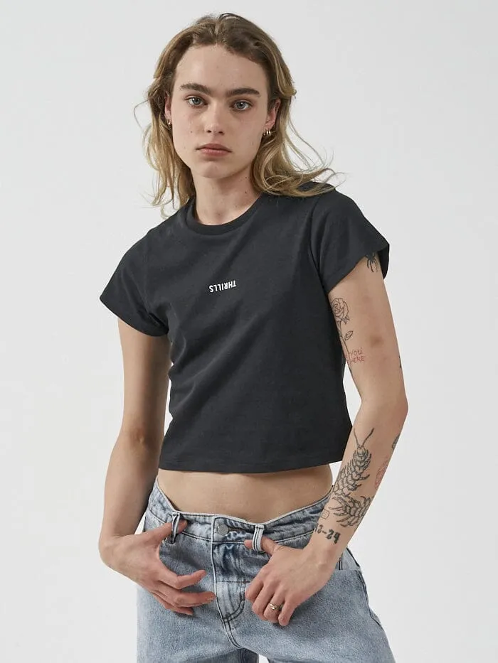 Womens Minimal Mini Tee Washed Black Thrills Tops and Tees