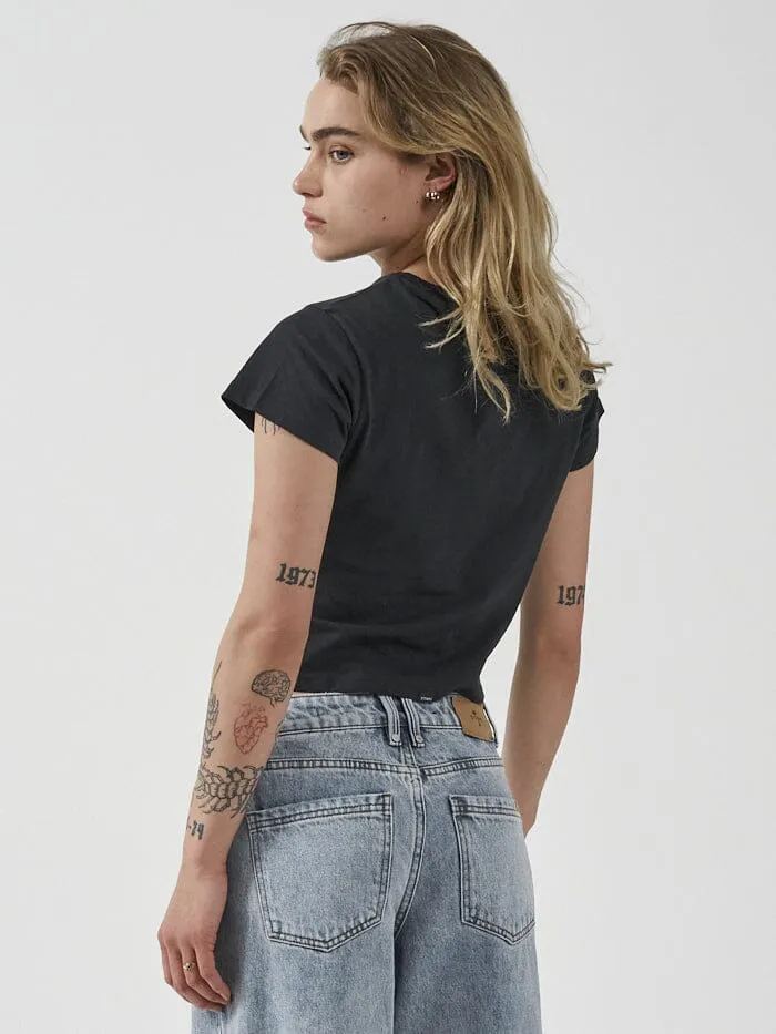 Womens Minimal Mini Tee Washed Black Thrills Tops and Tees