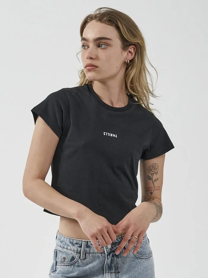 Womens Minimal Mini Tee Washed Black Thrills Tops and Tees