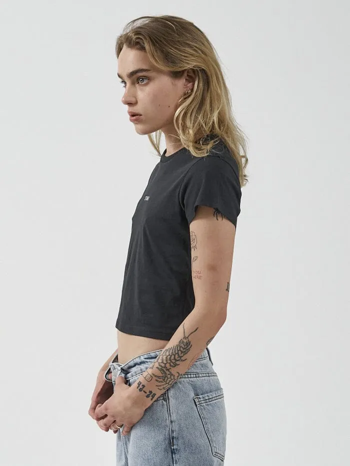 Womens Minimal Mini Tee Washed Black Thrills Tops and Tees