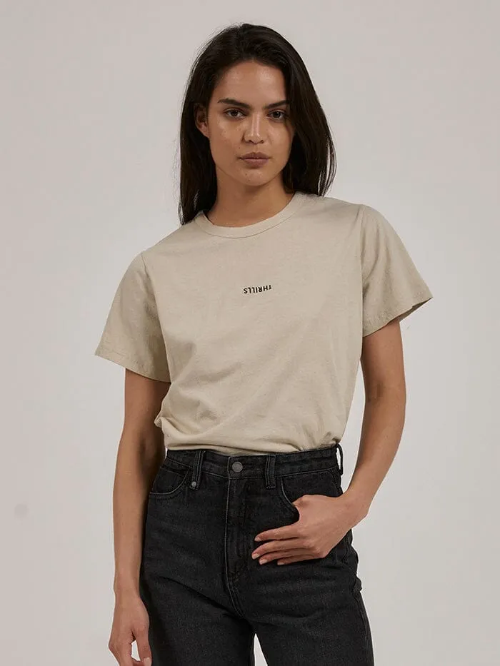 Womens Minimal Relaxed Tee Oatmeal Thrills Tops and Tees