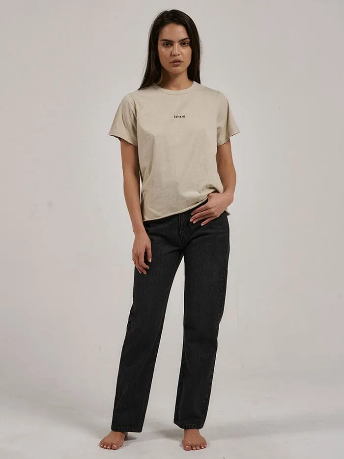 Womens Minimal Relaxed Tee Oatmeal Thrills Tops and Tees
