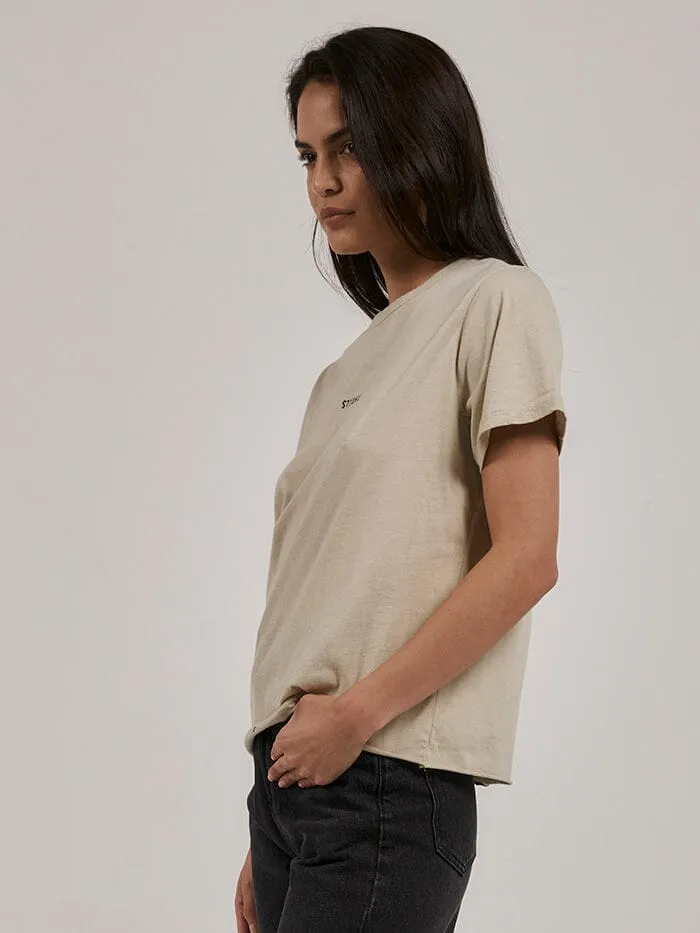 Womens Minimal Relaxed Tee Oatmeal Thrills Tops and Tees