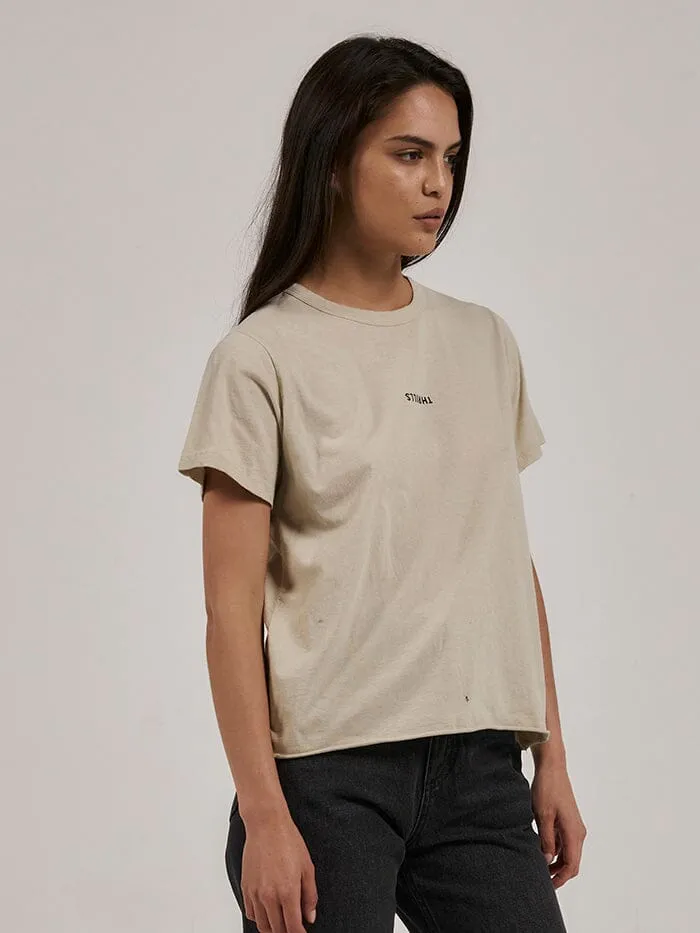 Womens Minimal Relaxed Tee Oatmeal Thrills Tops and Tees