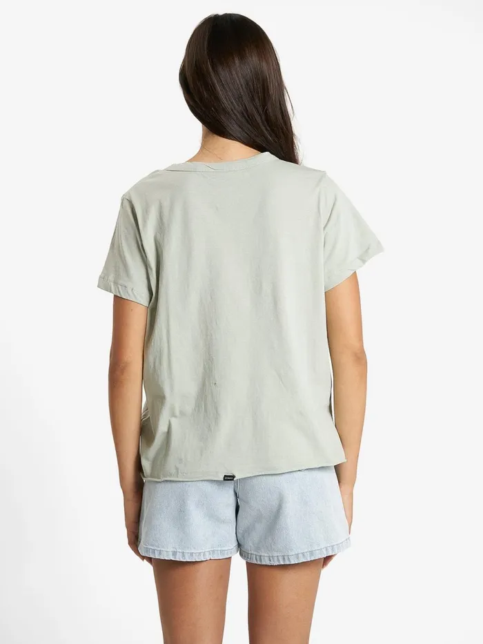 Womens Minimal Relaxed Tee Sage Grey Thrills Tops and Tees