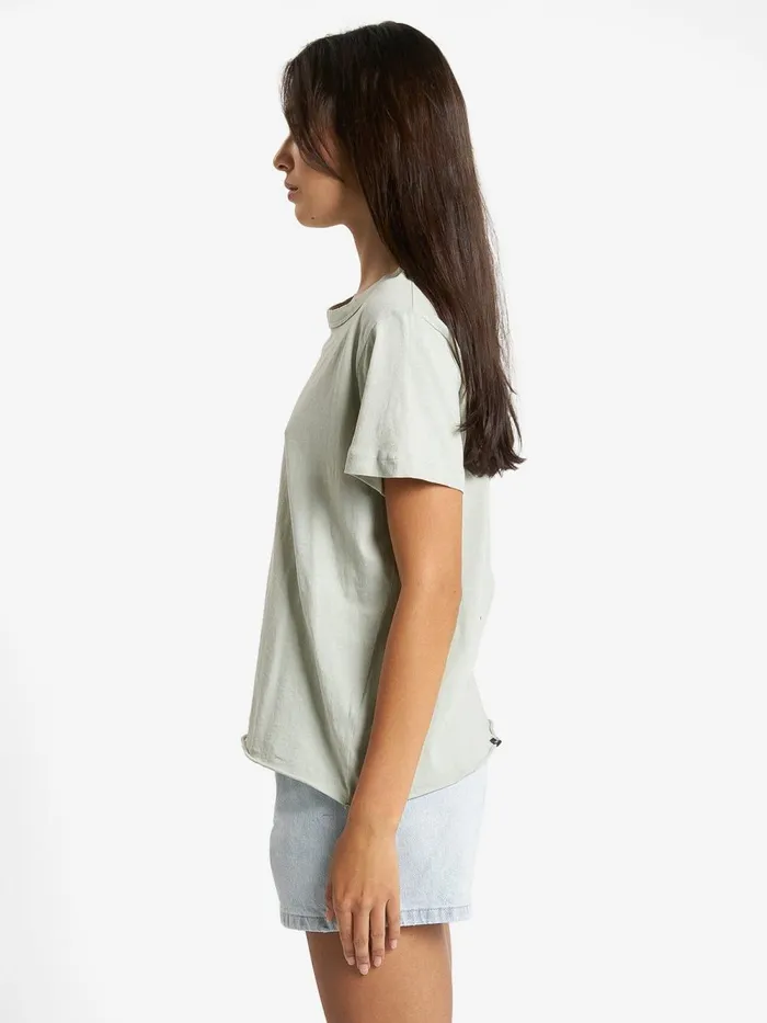 Womens Minimal Relaxed Tee Sage Grey Thrills Tops and Tees