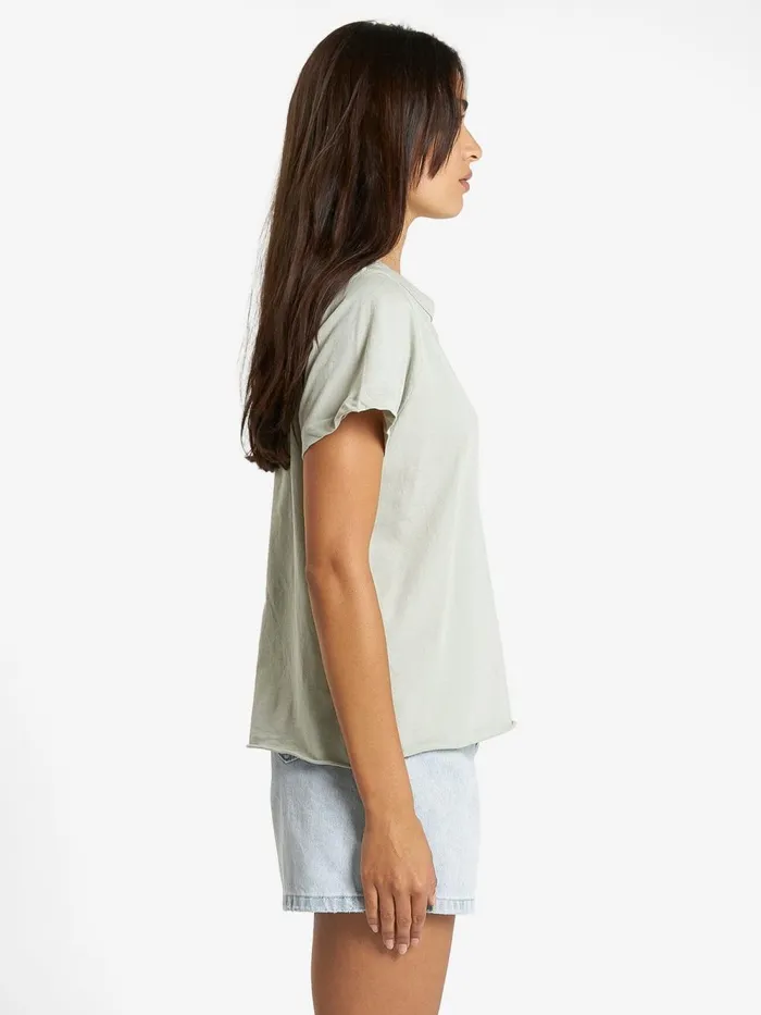 Womens Minimal Relaxed Tee Sage Grey Thrills Tops and Tees