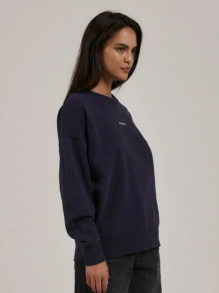 Womens Minimal Slouch Crew Station Navy Thrills Sweaters and Fleece