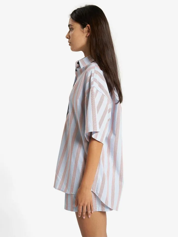 Womens Porter Short Sleeve Shirt Sky Blue Thrills Tops and Tees