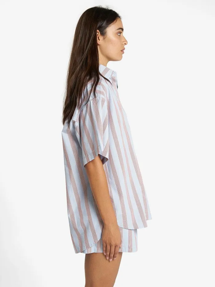 Womens Porter Short Sleeve Shirt Sky Blue Thrills Tops and Tees