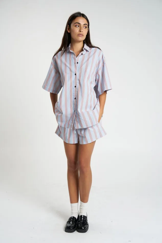 Womens Porter Short Sleeve Shirt Sky Blue Thrills Tops and Tees
