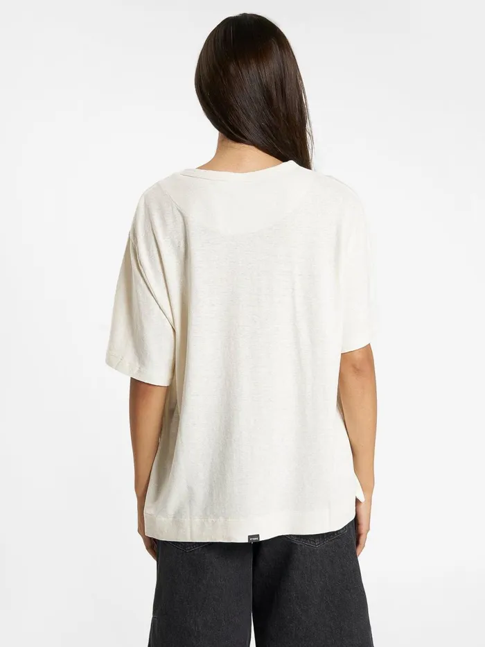 Womens Portrait Of Paradise Hemp Box Tee Unbleached Thrills Tops and Tees