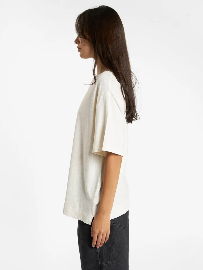 Womens Portrait Of Paradise Hemp Box Tee Unbleached Thrills Tops and Tees