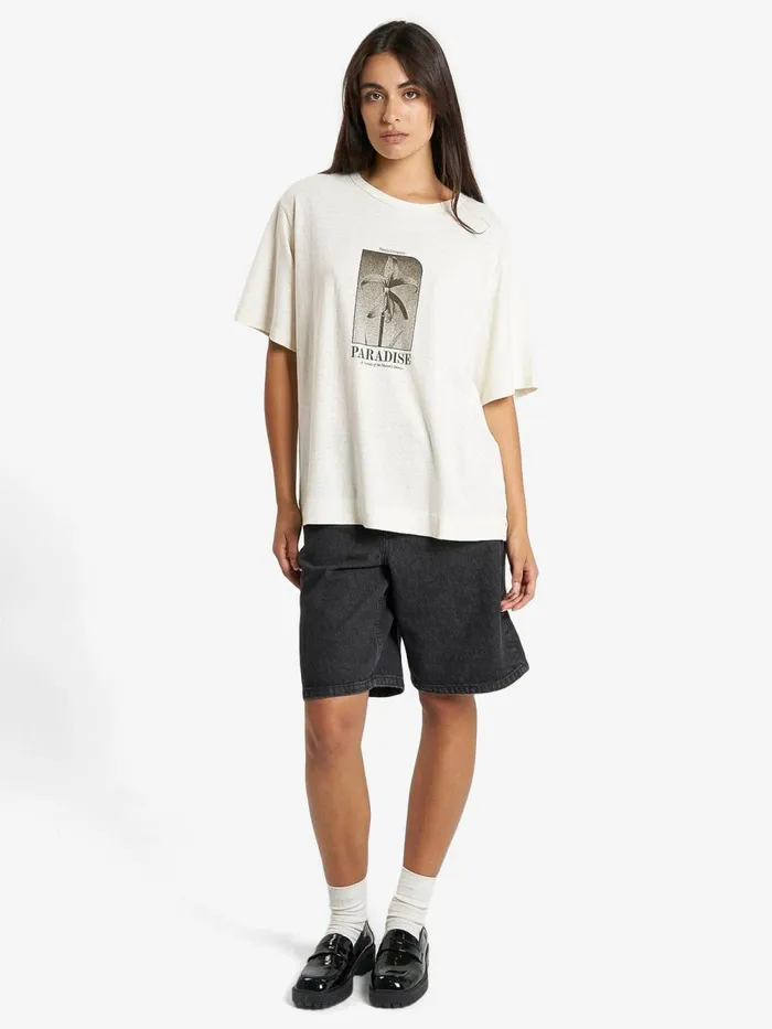 Womens Portrait Of Paradise Hemp Box Tee Unbleached Thrills Tops and Tees