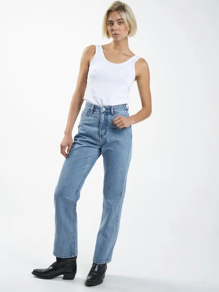 Womens Pulp Jean Vintage Timeworn Blue Thrills High Waisted Jeans