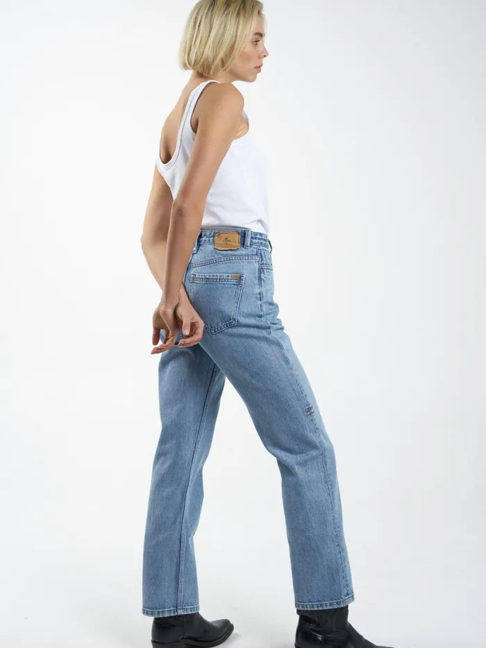 Womens Pulp Jean Vintage Timeworn Blue Thrills High Waisted Jeans