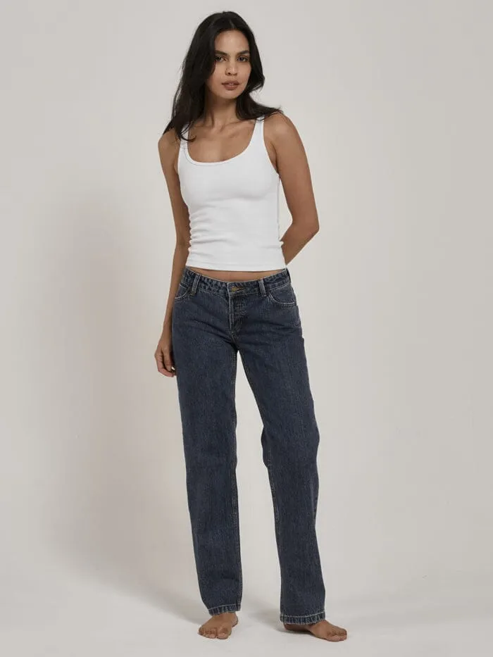 Womens Saskia Low Straight Jean Worn In Blue Thrills Denim