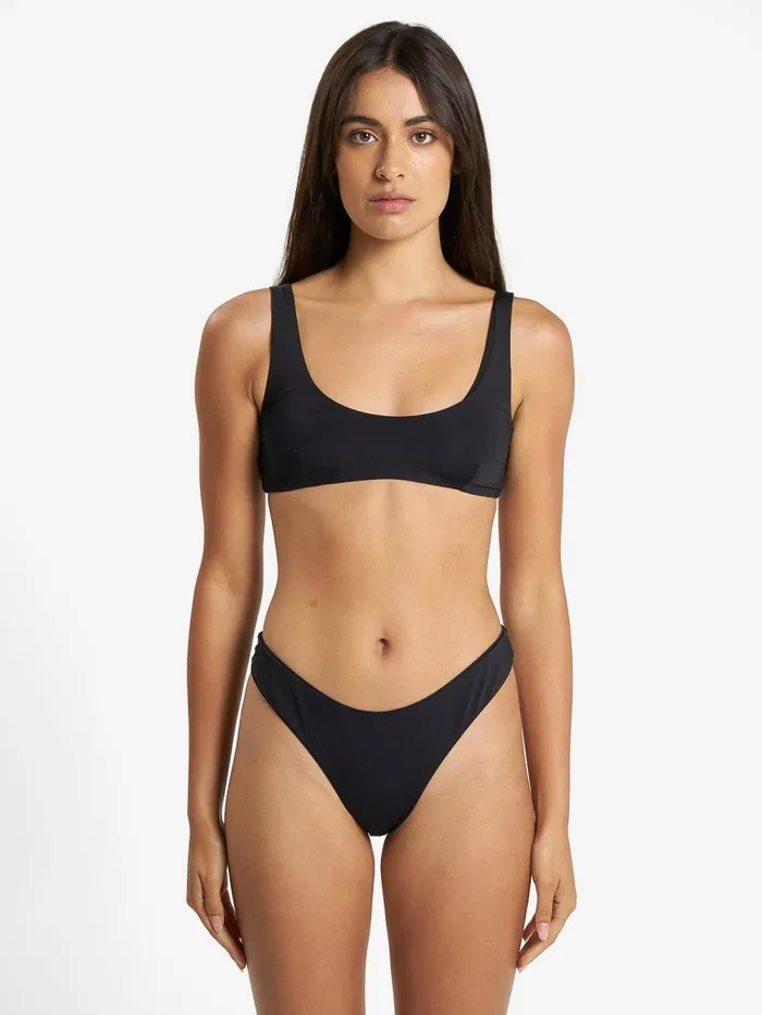 Womens Scoop Crop Top Black Thrills Swim