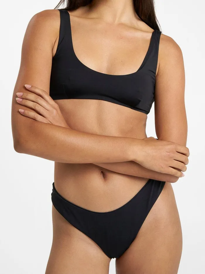 Womens Scoop Crop Top Black Thrills Swim